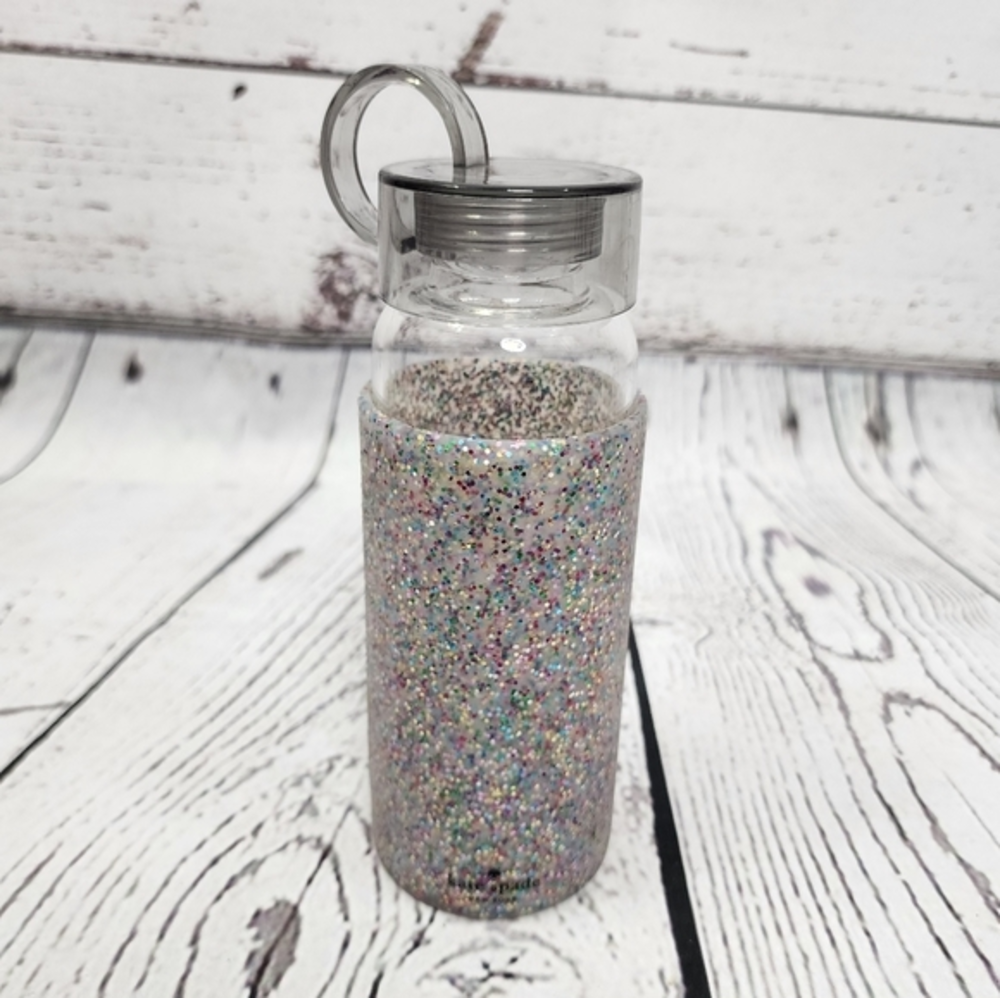 Kate‎ Spade Multi Glitter Glass Water Bottle